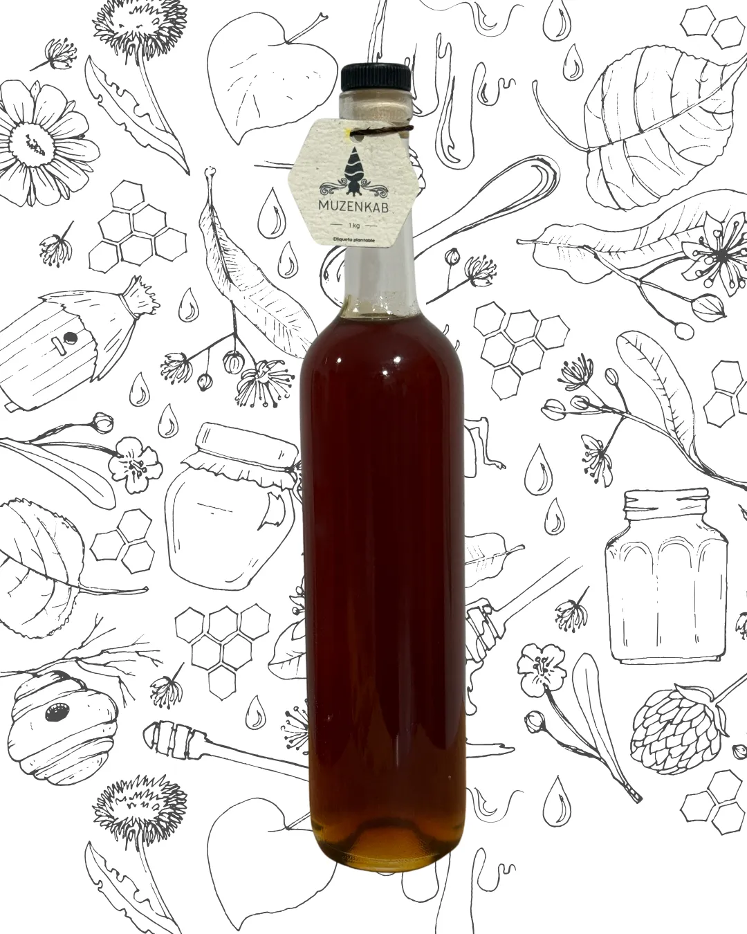MIEL DE BOTELLA DE VIDRIO DE 1 KILO