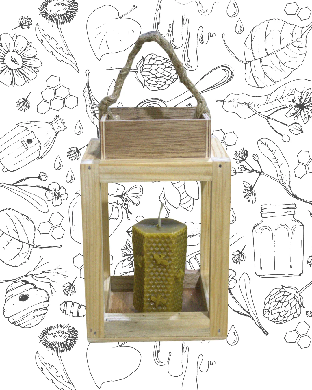 CANDELABRO CON VELA CHICO HEXAGONAL