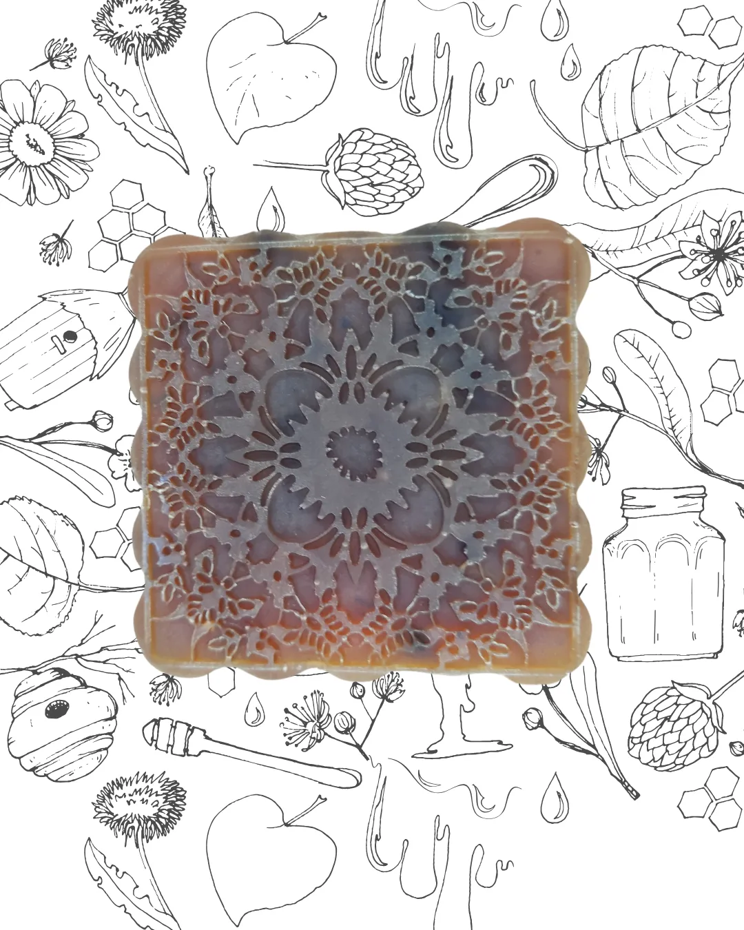 JABÓN CON PETALOS DE ROSA CUADRADOS MANDALA 48 GR